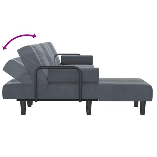 Sovesofa med chaiselong 260x140x70 cm velour mørkegrå