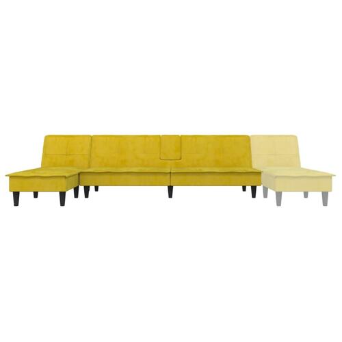 Sovesofa med chaiselong 255x140x70 cm velour gul