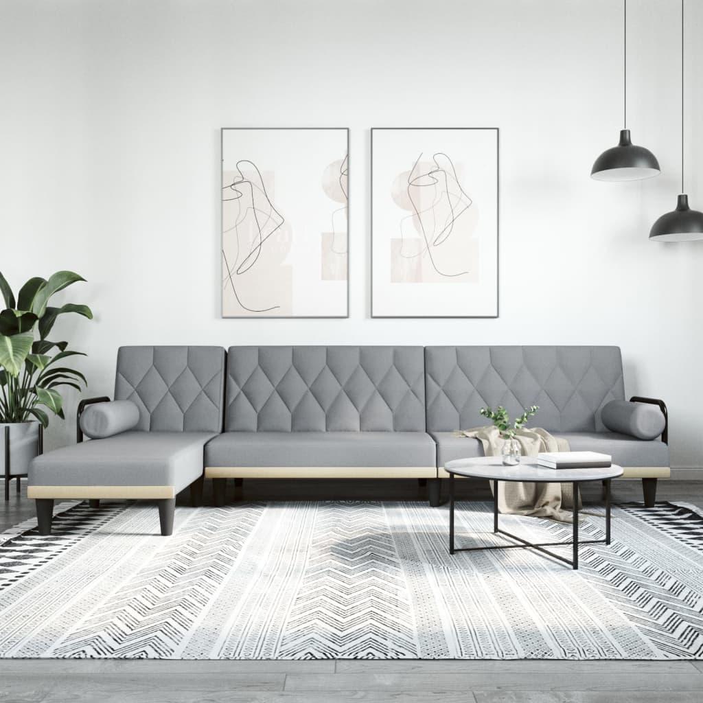 Sovesofa med chaiselong 260x140x70 cm stof lysegrå