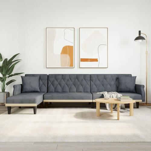 Sovesofa med chaiselong 271x140x70 cm velour mørkegrå