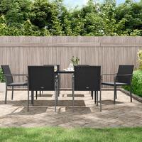 Havestole med hynder 6 stk. 56x59x84 cm polyrattan sort