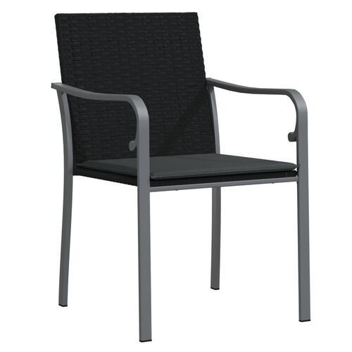 Havestole med hynder 6 stk. 56x59x84 cm polyrattan sort