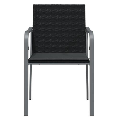 Havestole med hynder 6 stk. 56x59x84 cm polyrattan sort