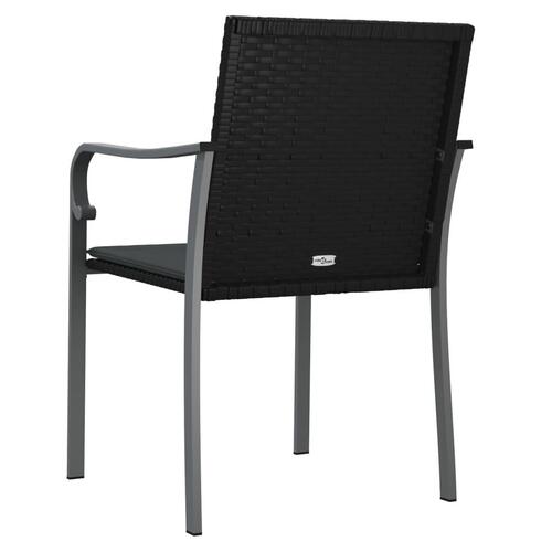 Havestole med hynder 6 stk. 56x59x84 cm polyrattan sort