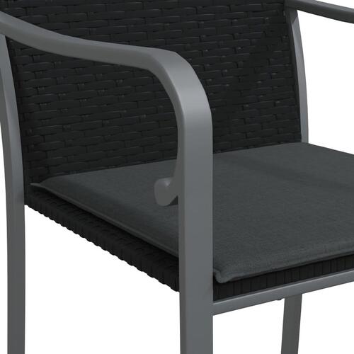 Havestole med hynder 6 stk. 56x59x84 cm polyrattan sort