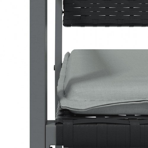 Havestole med hynder 2 stk. 54x62,5x89 cm polyrattan sort