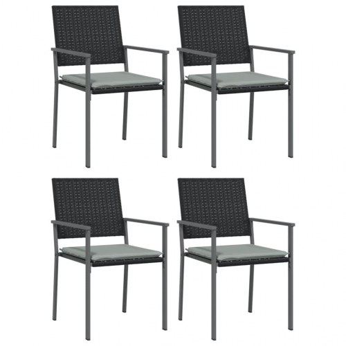 Spisebordssæt til haven 5 dele med hynder polyrattan og stål