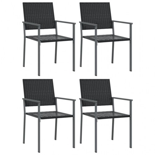 Spisebordssæt til haven i polyrattan og stål - 5 dele, sort