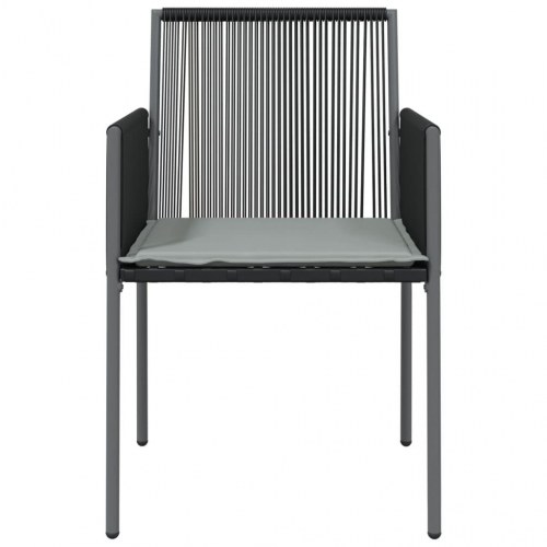 Havestole med hynder - 6 stk., 54×60,5×83,5 cm, sort polyrattan