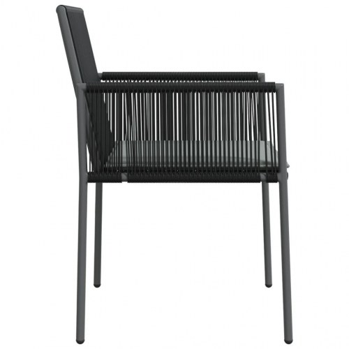 Havestole med hynder - 6 stk., 54×60,5×83,5 cm, sort polyrattan