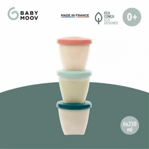 Babymad opbevaringsbægre Babymoov - 250 ml, 6 stk., hvid/multifarvet