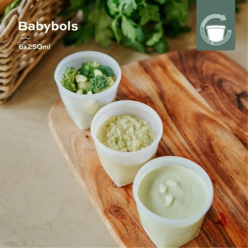 Babymad opbevaringsbægre Babymoov - 250 ml, 6 stk., hvid/multifarvet