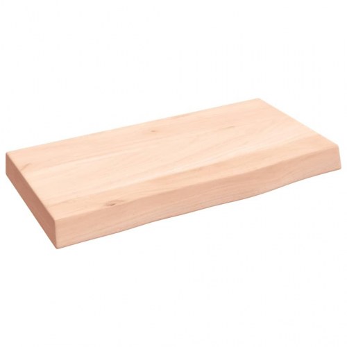 Væghylde 40 × 20 × 4 cm - ubehandlet massivt egetræ med naturlig kant