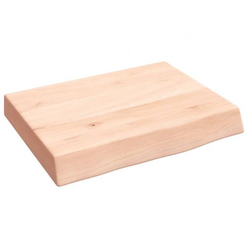 Væghylde 40×30×(2-6) cm i ubehandlet massivt egetræ - naturlig kant