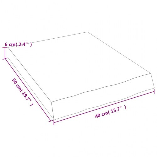 Væghylde i massivt egetræ 40 × 50 × (2-6) cm - ubehandlet, naturlig kant