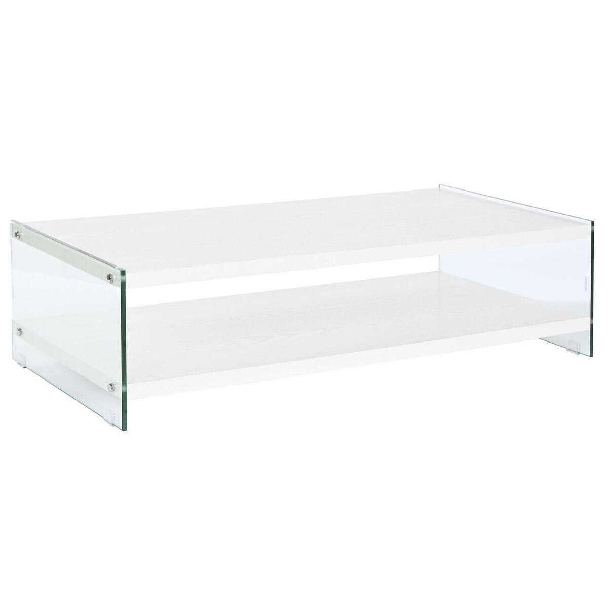 Sofabord - krystal og træ/MDF, hvid, 130 × 65 × 35,5 cm