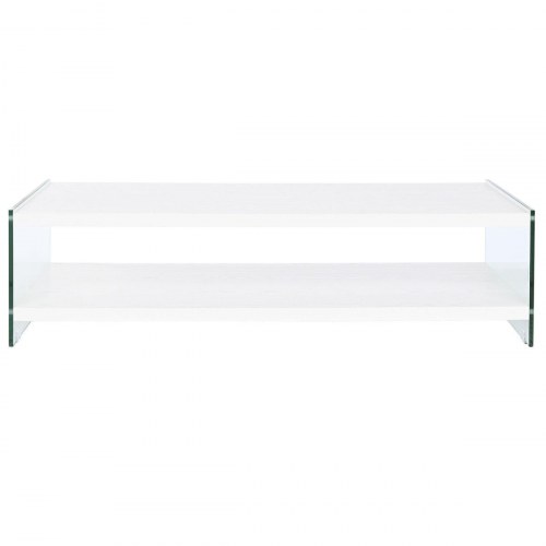 Sofabord - krystal og træ/MDF, hvid, 130 × 65 × 35,5 cm