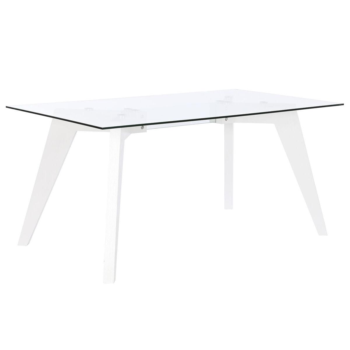Spisebord Hvid Gennemsigtig Krystal Træ Mdf 160 X 90 X 75 Cm