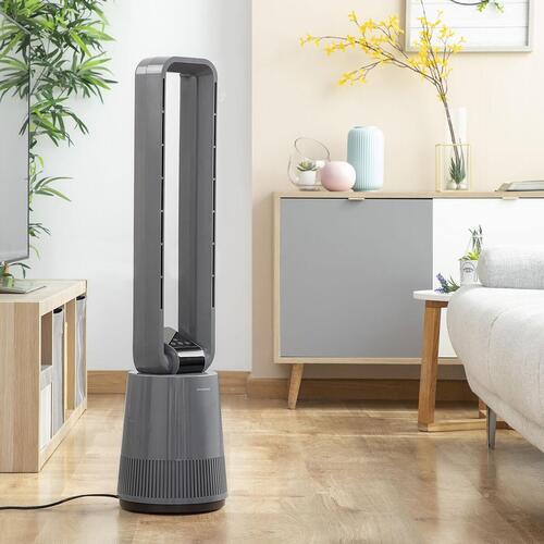 Blade-fri ventilator med rensende filter og fjernbetjening BLOHO model Grå 50 W (OUTLET B)