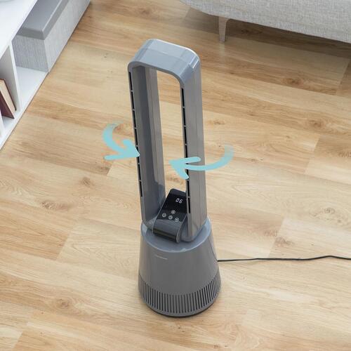 Blade-fri ventilator med rensende filter og fjernbetjening BLOHO model Grå 50 W (OUTLET B)