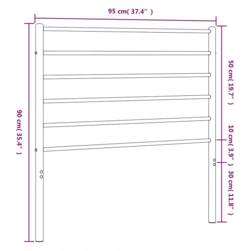 Sengegavl 90 cm i sort metal