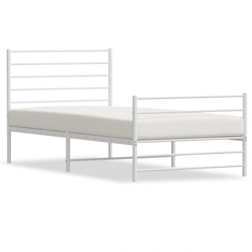 Sengeramme med sengegavl og fodgærde 107×203 cm - metal, hvid