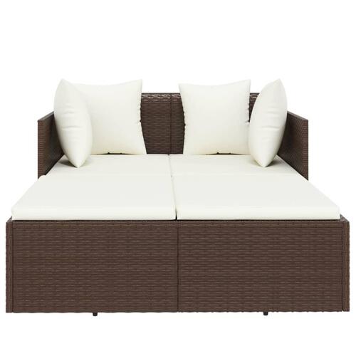 Solseng med hynder 182x118x63 cm polyrattan brun