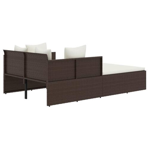 Solseng med hynder 182x118x63 cm polyrattan brun