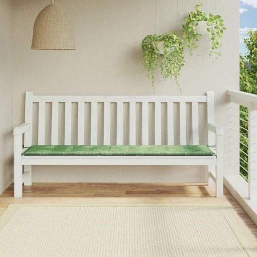 Hynde til havebænk 200×50×4 cm - oxfordstof med bladmønster