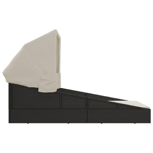 Solseng med foldbart tag 200x114x128 cm polyrattan sort