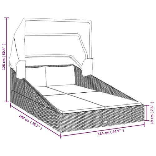 Solseng med foldbart tag 200x114x128 cm polyrattan sort