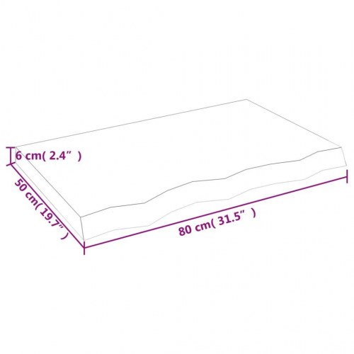 Væghylde 80×50×(2-6) cm - ubehandlet massivt egetræ med naturlig kant
