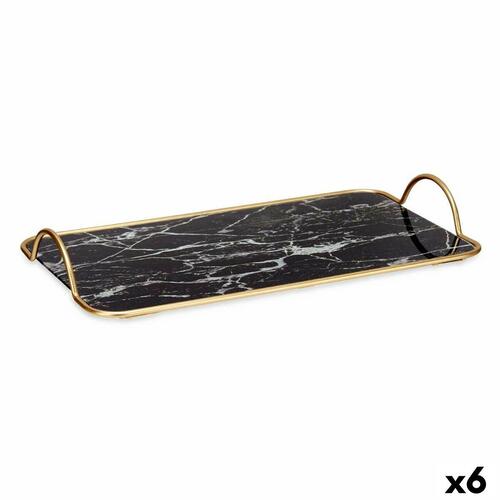 Bakke Marmor Sort Gylden Metal Glas 35 x 4,5 x 20 cm (6 enheder)