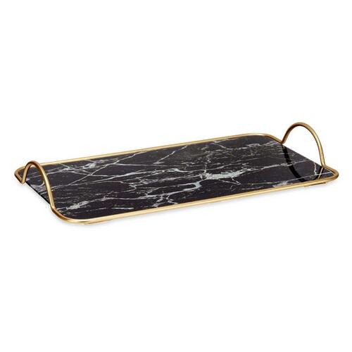 Bakke Marmor Sort Gylden Metal Glas 35 x 4,5 x 20 cm (6 enheder)