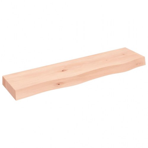 Væghylde 80×20×6 cm - ubehandlet massivt egetræ med naturlig kant