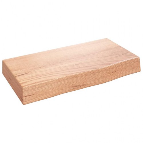 Væghylde 40×20×6 cm i behandlet massivt egetræ - lysebrun