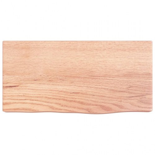 Væghylde 40×20×6 cm i behandlet massivt egetræ - lysebrun