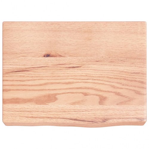 Væghylde i massivt egetræ 40×30×(2-6) cm - lysebrun, lakeret, naturlig kant