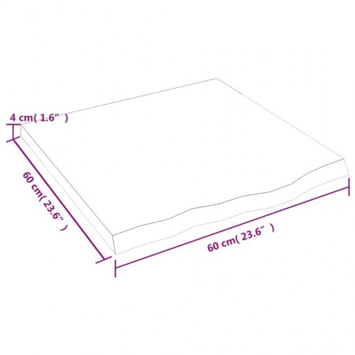 Væghylde 60×60×(2-4) cm i behandlet massivt egetræ - lysebrun