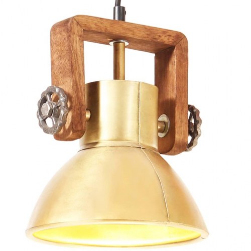 Industriel hængelampe E27 i messingfarve og brun - 19 cm