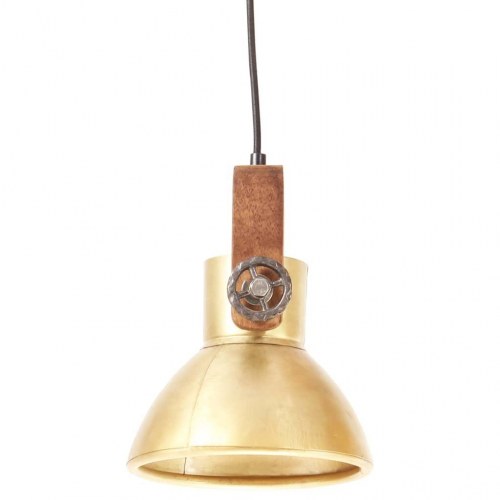 Industriel hængelampe E27 i messingfarve og brun - 19 cm
