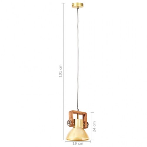 Industriel hængelampe E27 i messingfarve og brun - 19 cm