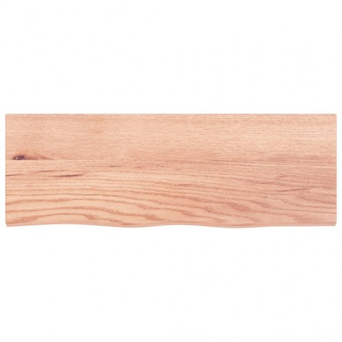 Væghylde 80×30×(2-4) cm i behandlet massivt egetræ - lysebrun, naturlig kant