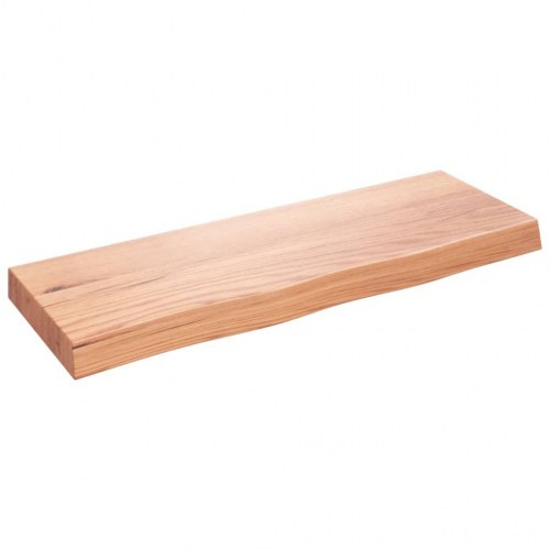 Væghylde i massivt egetræ 80×30×(2-6) cm - lysebrun, behandlet med naturlig kant