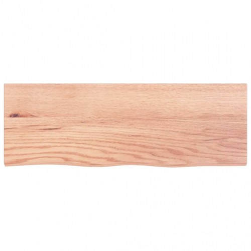 Væghylde i massivt egetræ 80×30×(2-6) cm - lysebrun, behandlet med naturlig kant