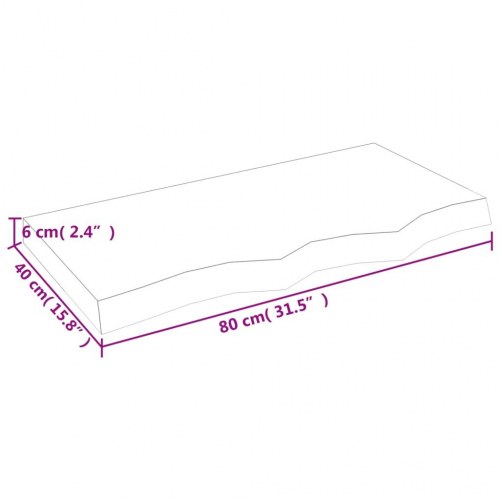 Væghylde i massivt egetræ - 80 × 40 × (2-6) cm, lysebrun