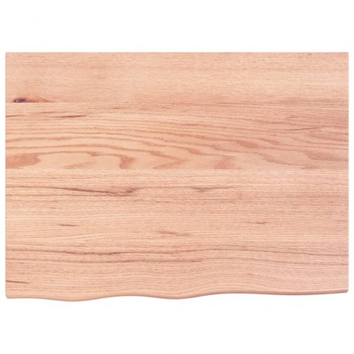 Væghylde i massivt egetræ 80 × 60 × (2-6) cm - lysebrun, lakeret, naturlig kant