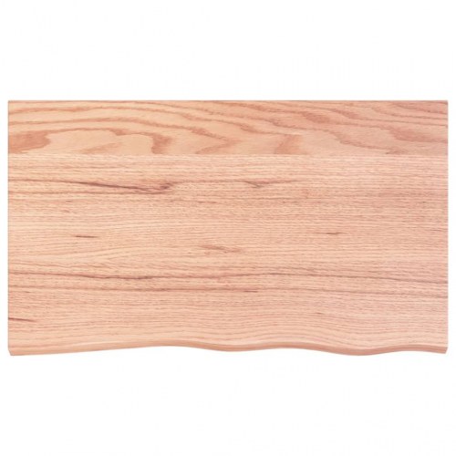 Væghylde 100×60×(2-6) cm i behandlet massivt egetræ - lysebrun med naturlig kant