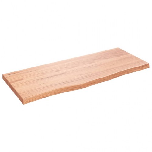 Væghylde i massivt egetræ, lysebrun - 100 × 40 × (2-4) cm med naturlig kant