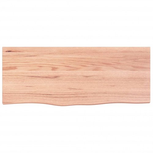 Væghylde i massivt egetræ, lysebrun - 100 × 40 × (2-4) cm med naturlig kant